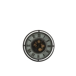 HORLOGE BORD METALLIQUE CHIFFRES ROMAINS METAL GRIS/NOIR/OR SMALL