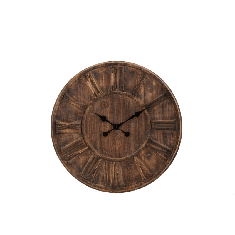 HORLOGE RONDIN DE BOIS CHIFFRES ROMAINS MARRON LARGE