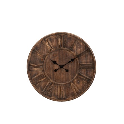 HORLOGE RONDIN DE BOIS CHIFFRES ROMAINS MARRON LARGE