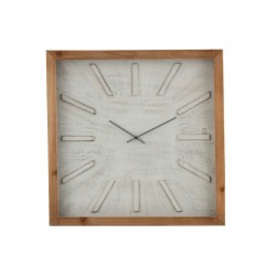HORLOGE CARRE SOBRE MDF BLANC/NATUREL LARGE