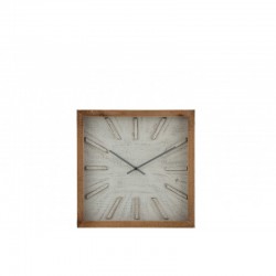 Horloge murale carrée en bois avec fond blanc 40x40x6 cm
