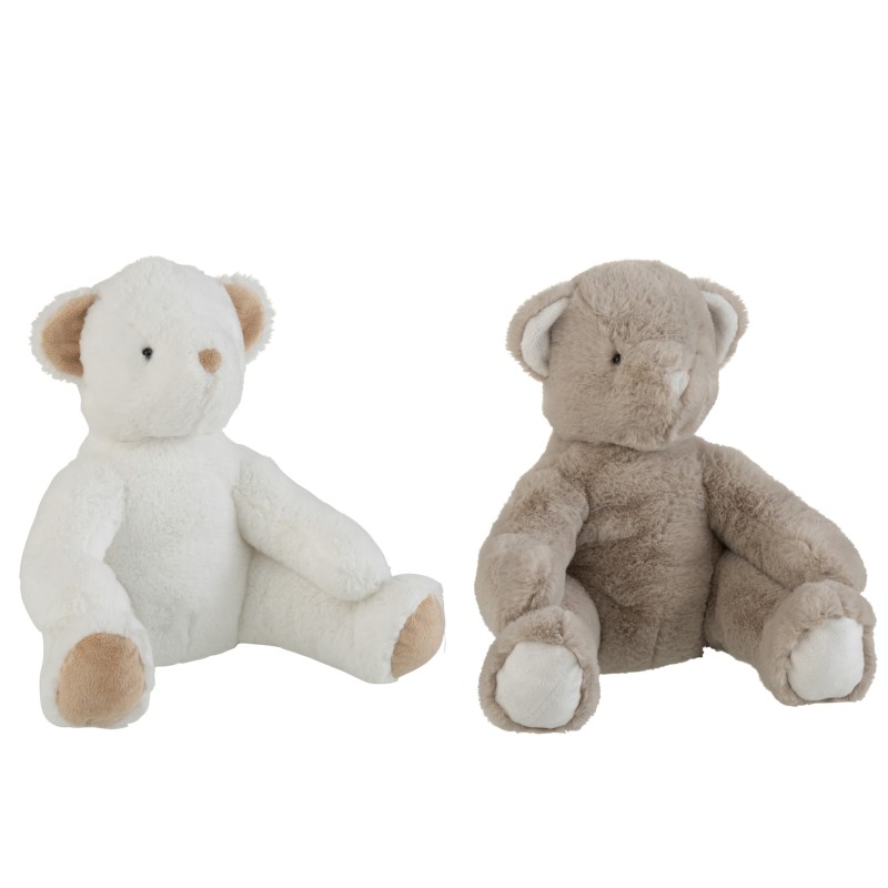 Lote de 2 peluches de osos blancos y beige de 32x28x17cm