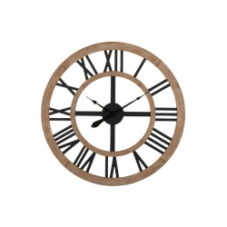 Horloge rustique en bois naturel 90x90x4 cm