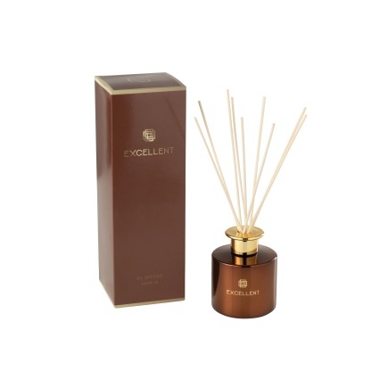 Aceite perfumado con palitos de vidrio marrón 9.1x9.1x27.2 cm