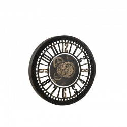 Horloge ronde en métal noir 60.5x60.5x8.5 cm