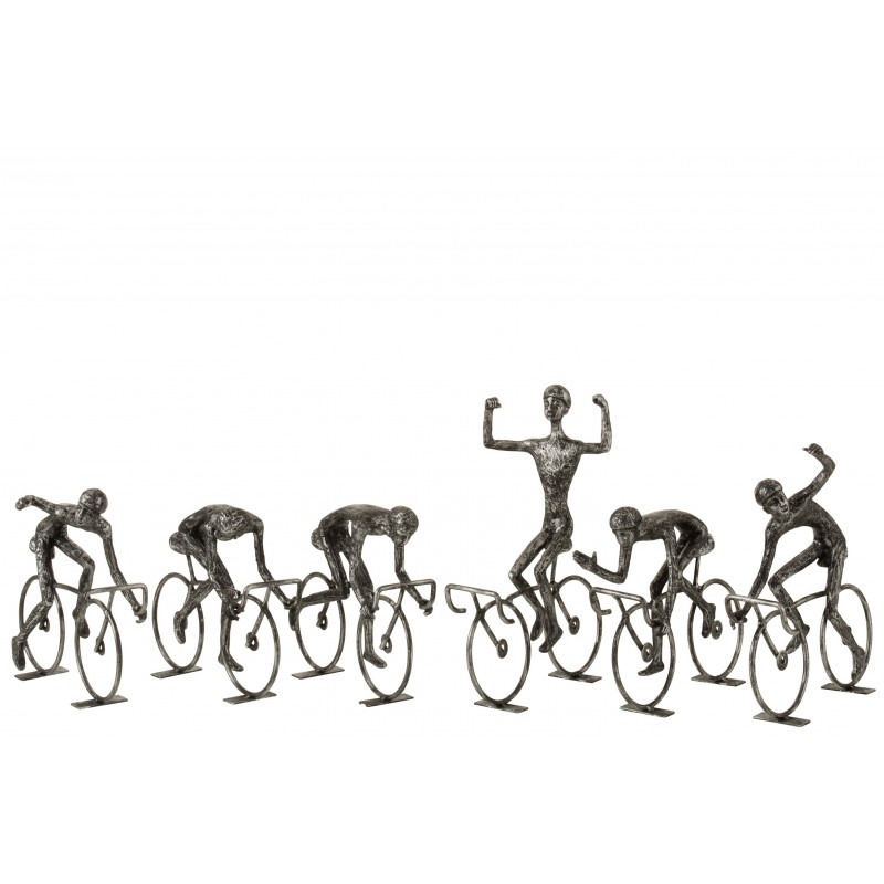 Assortiment de 6 cyclistes en résine noire