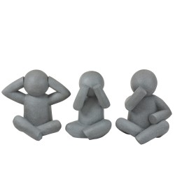 Set de 3 P’tit maurice de la sagesse en ciment gris 47x34x65 cm