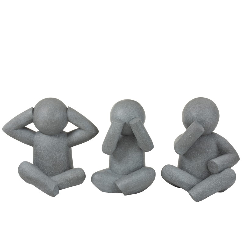Set de 3 P’tit maurice de la sagesse en ciment gris 47x34x65 cm