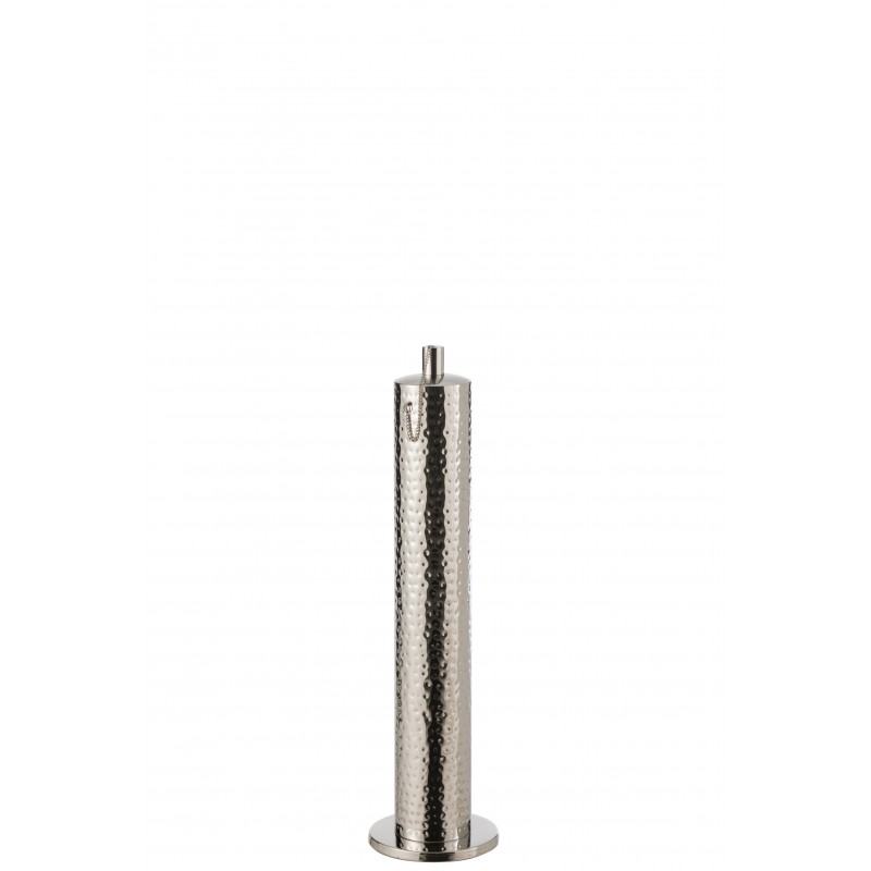 Torche en métal argent 17x17x66 cm