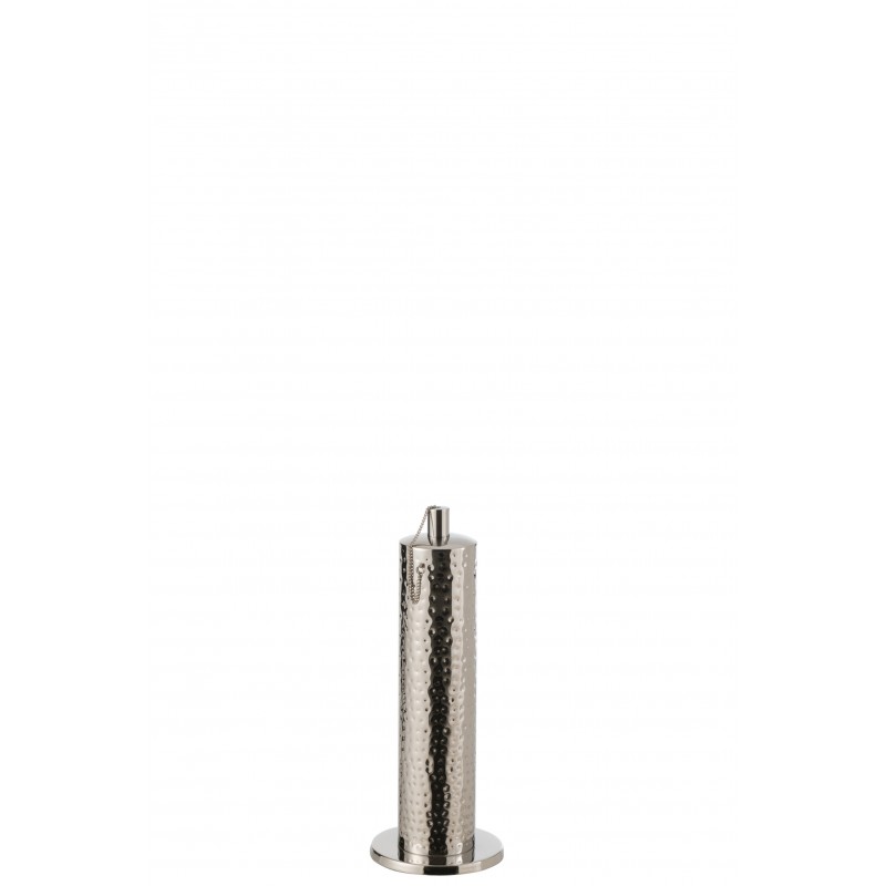 Torche en métal argent 17x17x47 cm