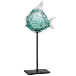 Poisson sur socle en verre Azur 17x12x38 cm