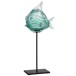 Statuette poisson sur socle en verre Azur 17x12x38 cm