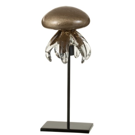 Statuette méduse sur pied en verre marron 10x10x25 cm