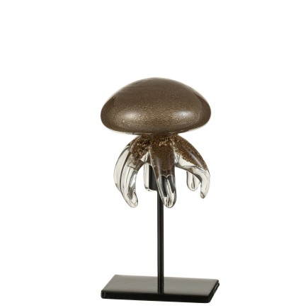 Statuette méduse sur pied en verre marron 10x10x21 cm
