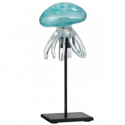 Méduse sur pied en verre Azur 10x10x25 cm