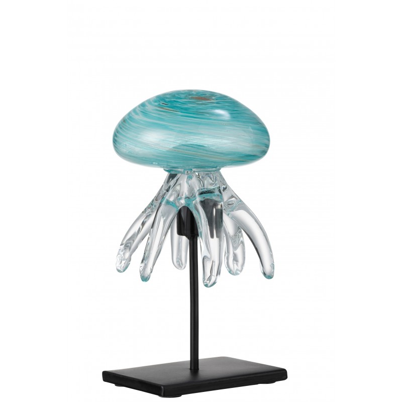 Méduse sur pied en verre Azur 10x10x21 cm