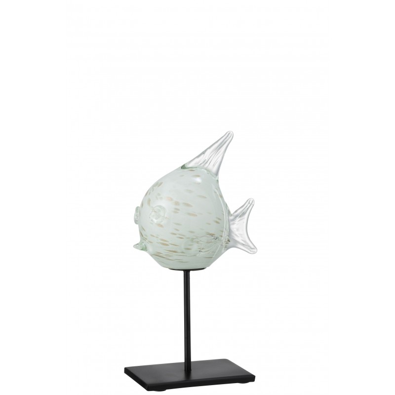 Poisson sur socle en verre blanc 14.5x8x25 cm