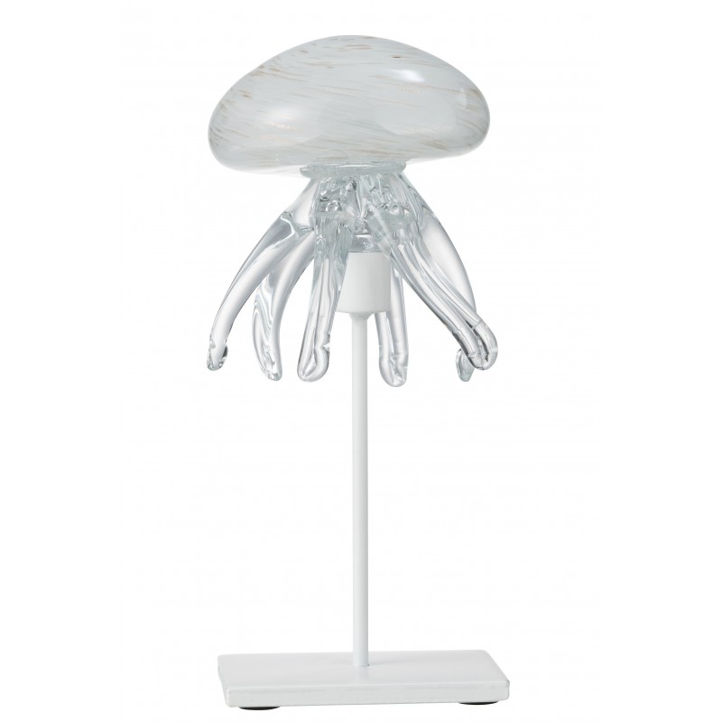 Méduse sur pied en verre blanc 10x10x25 cm