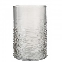 Portavelas de vidrio gris 19.5x19.5x30 cm
