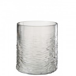 Portavelas de vidrio gris 19.5x19.5x22.5 cm