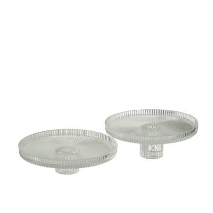 Set de 2 plats en verre transparent 19.7x19.7x7.8 cm