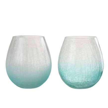 Set de 2 photophores en verre Azur 18.5x18.5x20.5 cm