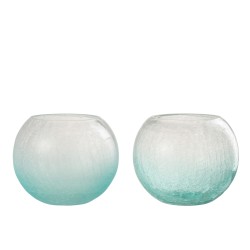 Set de 2 photophores en verre Azur 19x19x16 cm