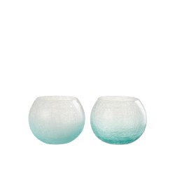Set de 2 photophores en verre Azur 14.5x14.5x12 cm