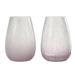 Set de 2 photophores en verre mauve 17x17x26.5 cm