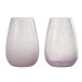 Conjunto de 2 portavelas de vidrio morado de 17x17x26.5 cm