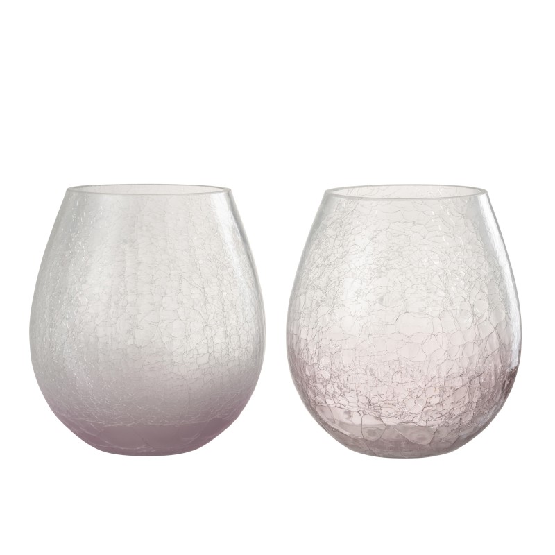 Conjunto de 2 portavelas de vidrio morado de 18.5x18.5x20.5 cm