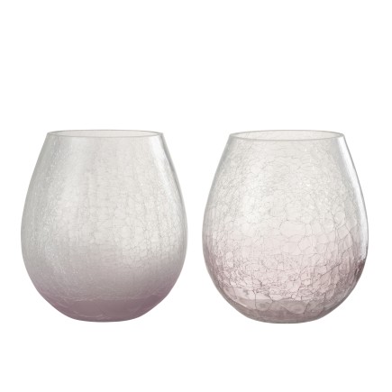 Set de 2 photophores en verre mauve 18.5x18.5x20.5 cm