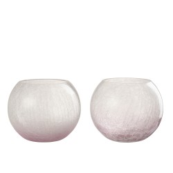 Set de 2 photophores en verre mauve 19x19x16 cm
