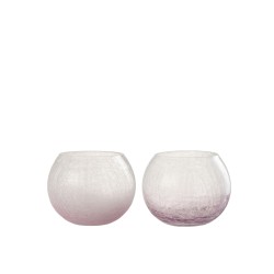 Set de 2 photophores en verre mauve 16x16x12 cm