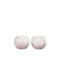 Set de 2 photophores en verre mauve 11.5x11.5x10 cm