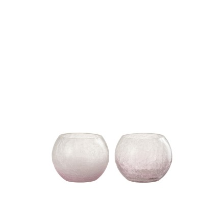 Set de 2 photophores en verre mauve 11.5x11.5x10 cm