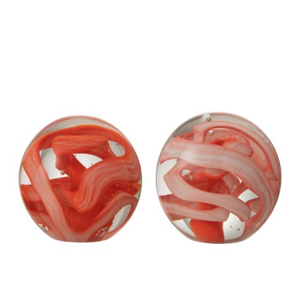 Set de 2 Presse-papiers en verre orange 10x10x10 cm
