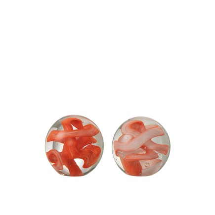 Set de 2 pisapapeles de vidrio naranja 8x8x8 cm