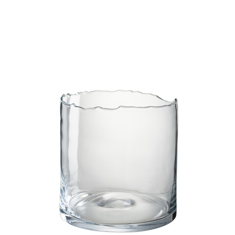 Portavelas de vidrio transparente 19.5x19.5x30 cm