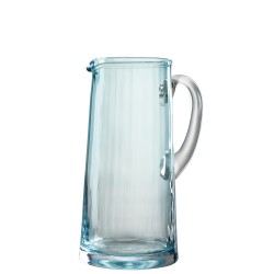 Carafe  avec lignes en verre bleu H25cm