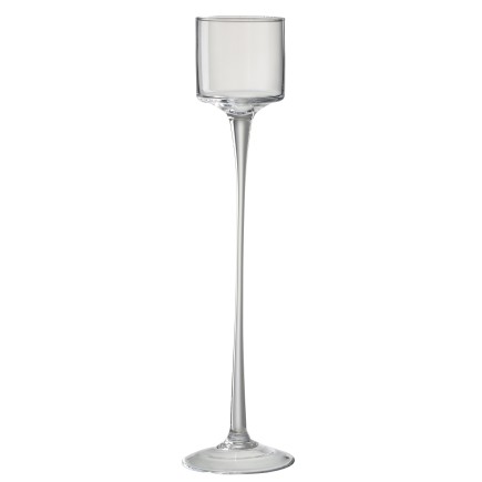 Photophore en verre transparent 11x11x45 cm