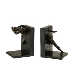 SET 2 SERRE-LIVRES ATHLETE RESINE NOIR