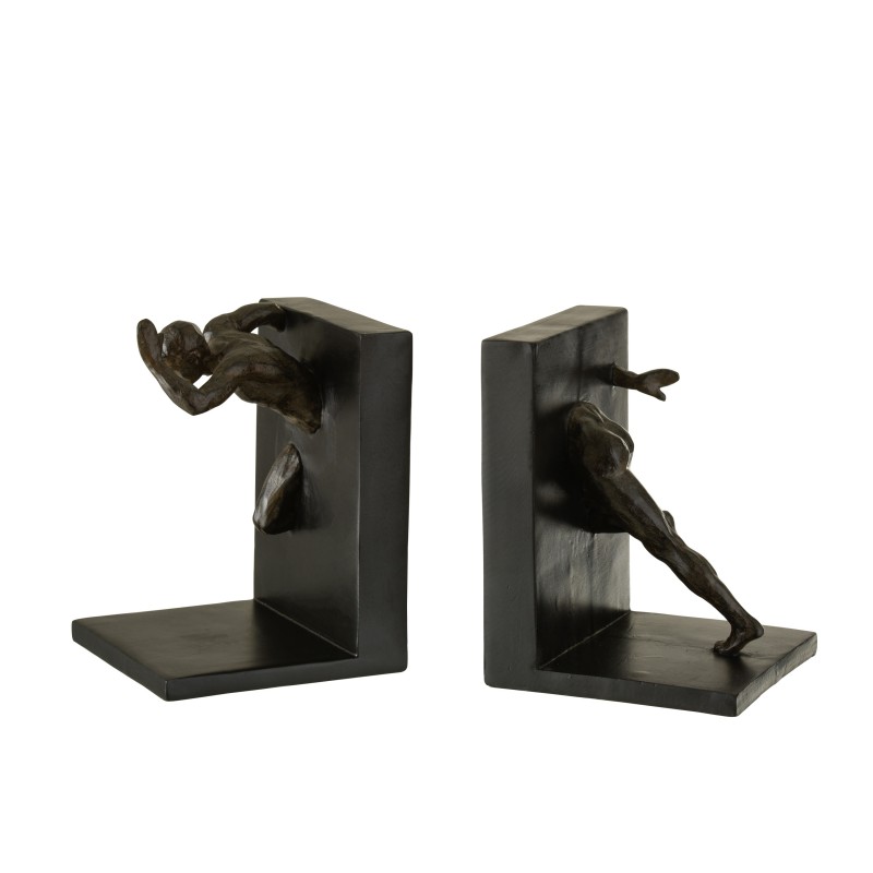 SET 2 SERRE-LIVRES ATHLETE RESINE NOIR