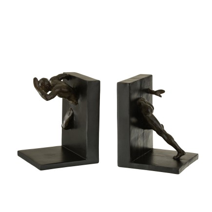 SET 2 SERRE-LIVRES ATHLETE RESINE NOIR