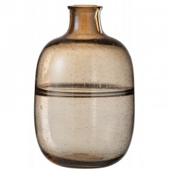 Vase avec goulot et anneaux en verre marron 24x24x35 cm