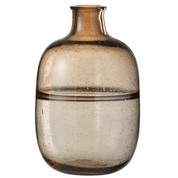 Vase avec goulot et anneaux en verre marron 24x24x35 cm