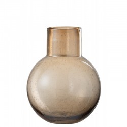 Vase boule avec goulot en verre marron 24x24x29 cm