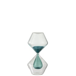Sablier double en verre bleu 17.5 cm
