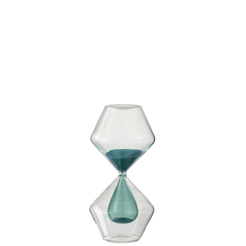 Sablier double en verre bleu 17.5 cm