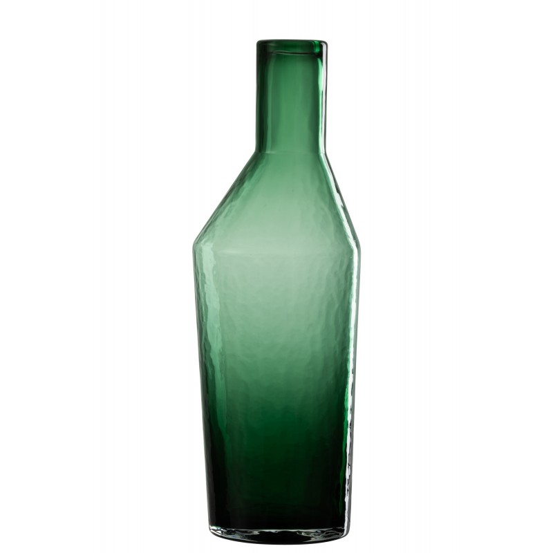 Bote decorativa de vidrio verde 12x12x35 cm